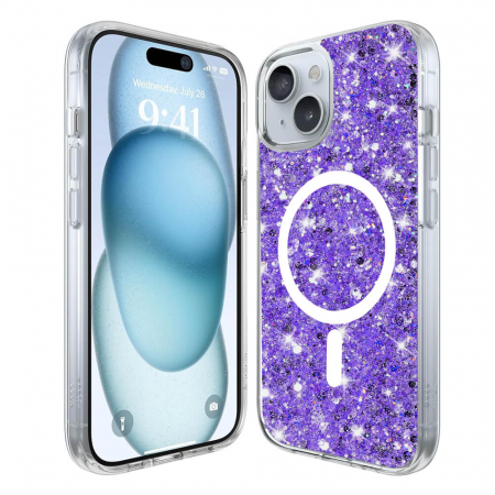 Husa Iphone 15 Apple - Husa Iphone 15 Techsuit Sparkly Glitter magsafe mov