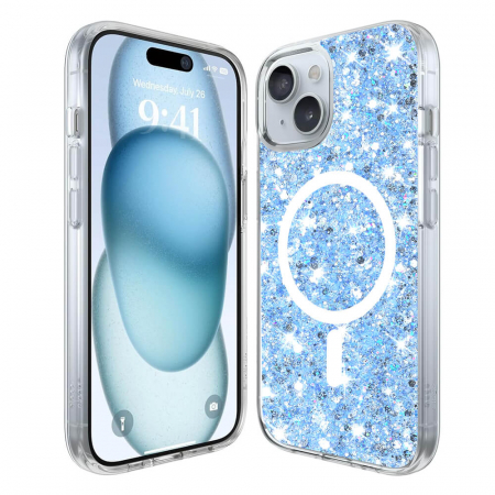 Huse Iphone - Husa Iphone 15 Techsuit Sparkly Glitter magsafe albastru