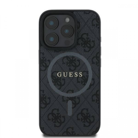 Husa Iphone 16 Pro Max Guess logo metalic negru magsafe [0]