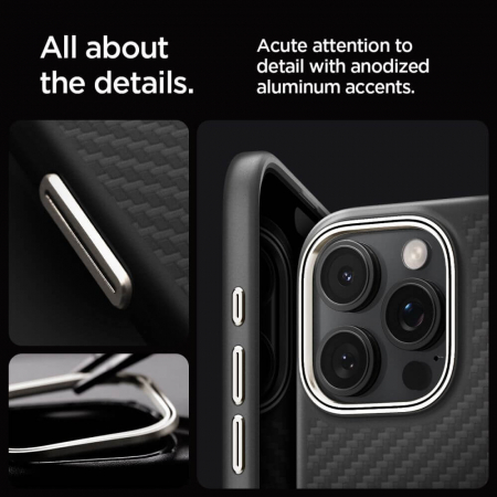 Husa Iphone 16 Pro Spigen Enzo Aramid magsafe negru/argintiu [2]