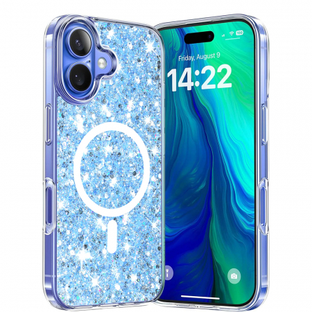 Huse Iphone - Husa Iphone 16 Techsuit Sparkly Glitter magsafe albastru