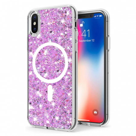 Husa Iphone X / XS Techsuit Sparkly Glitter magsafe roz [0]