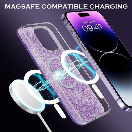 Husa Iphone X / XS Techsuit Sparkly Glitter magsafe roz [1]