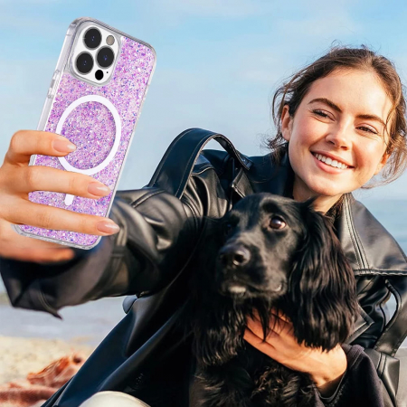 Husa Samsung Galaxy A36 / A56 5G Techsuit Sparkly Glitter magsafe magenta [1]