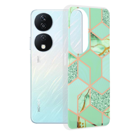 Huse - Husa silicon  Honor X7b / X7b 5G / 90 SMART Techsuit - Marble Series  Green Hex