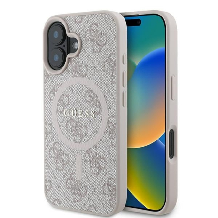 Husa silicon iPhone 16 Plus Guess - 4G Ring Classic Logo MagSafe (GUHMP16MG4GFRP) - Pink [6]