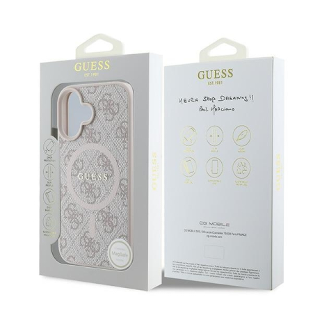 Husa silicon iPhone 16 Plus Guess - 4G Ring Classic Logo MagSafe (GUHMP16MG4GFRP) - Pink [4]