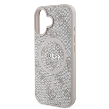 Husa Iphone 16 Plus - Husa silicon iPhone 16 Plus Guess - 4G Ring Classic Logo MagSafe (GUHMP16MG4GFRP) - Pink