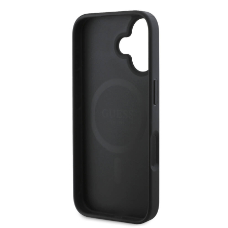 Husa silicon iPhone 16 Plus Guess - Peony Script MagSafe (GUHMP16MPGPYSK) - Black [1]