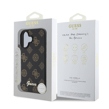 Husa silicon iPhone 16 Plus Guess - Peony Script MagSafe (GUHMP16MPGPYSK) - Black [4]