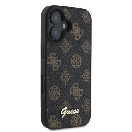 Husa Iphone 16 Plus - Husa silicon iPhone 16 Plus Guess - Peony Script MagSafe (GUHMP16MPGPYSK) - Black