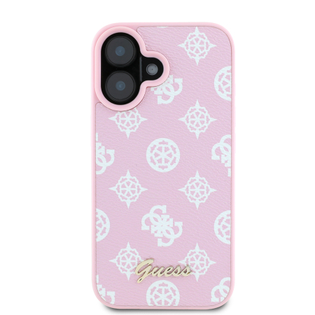 Husa silicon iPhone 16 Plus Guess - Peony Script MagSafe (GUHMP16MPGPYSP)  Pink [5]