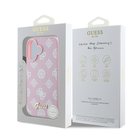 Husa silicon iPhone 16 Plus Guess - Peony Script MagSafe (GUHMP16MPGPYSP)  Pink [6]