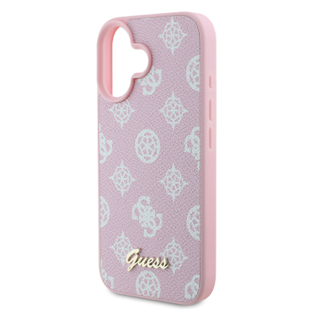 Husa silicon iPhone 16 Plus Guess - Peony Script MagSafe (GUHMP16MPGPYSP)  Pink [3]