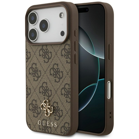 Husa Iphone 17 - Husa silicon iPhone 17 Pro Guess - 4G Small and Classic Logo MagSafe Brown