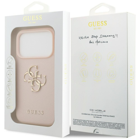 Husa silicon iPhone 17 Pro Guess - Hardcase 4G Grained Big and Classic Logo (GUHCP17LPGT4MBP) Pink [3]