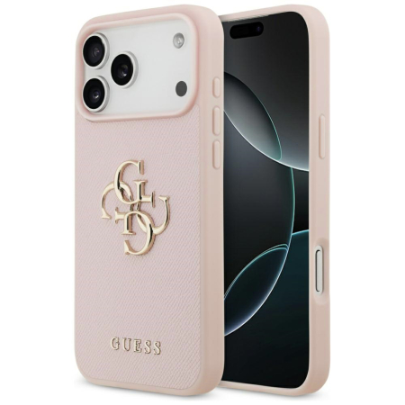 Husa silicon iPhone 17 Pro Guess - Hardcase 4G Grained Big and Classic Logo (GUHCP17LPGT4MBP) Pink [6]