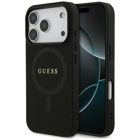 Huse - Husa silicon iPhone 17 Pro Max Guess - Saffiano Classic Logo MagSafe (GUHMP17XPSAHMCK) Black