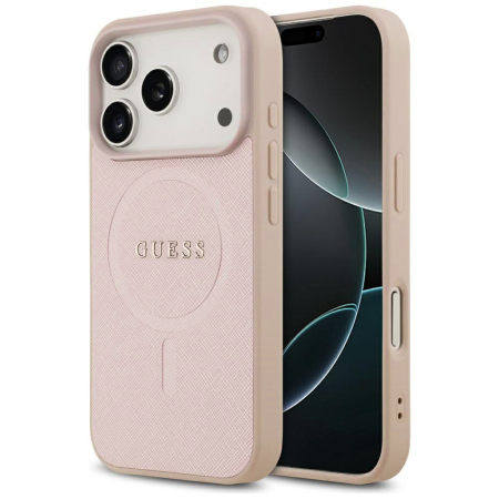 Husa silicon iPhone 17 Pro Max  Guess - Saffiano Classic Logo MagSafe (GUHMP17XPSAHMCP) Pink [6]