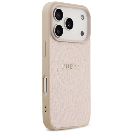 Huse - Husa silicon iPhone 17 Pro Max  Guess - Saffiano Classic Logo MagSafe (GUHMP17XPSAHMCP) Pink