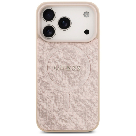 Husa silicon iPhone 17 Pro Max  Guess - Saffiano Classic Logo MagSafe (GUHMP17XPSAHMCP) Pink [2]