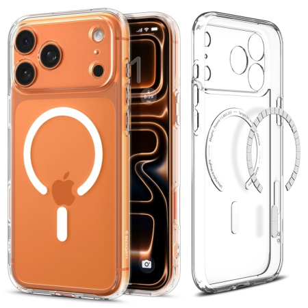 Husa Iphone 17 - Husa silicon iPhone 17 Pro Spigen - Ultra Hybrid MagSafe Clear/White