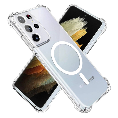 Huse Samsung - Husa silicon Samsung Galaxy S21 Ultra 5G Techsuit - Shockproof Clear Silicone MagSafe Clear