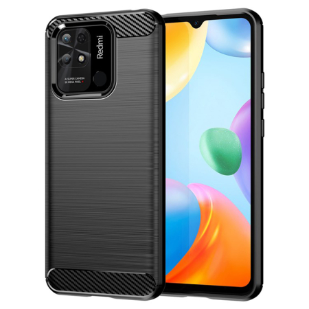 Husa Xiaomi 10C - Husa silicon Xiaomi Redmi 10C Techsuit - Carbon Silicone - Black