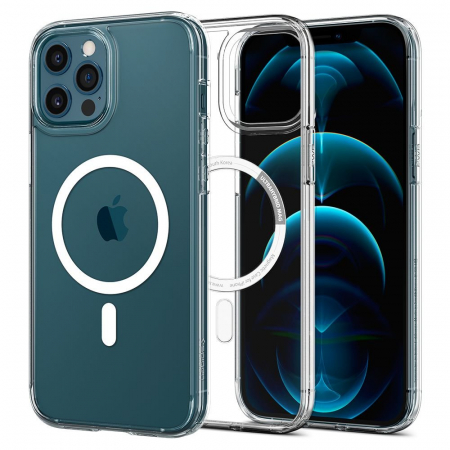 Huse Iphone - Husa Spigen Ultra Hybrid MagSafe iPhone 12/12 Pro alb