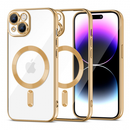 Husa Iphone 15 Apple - Husa Tech-Protect Magshine MagSafe iPhone 15 auriu