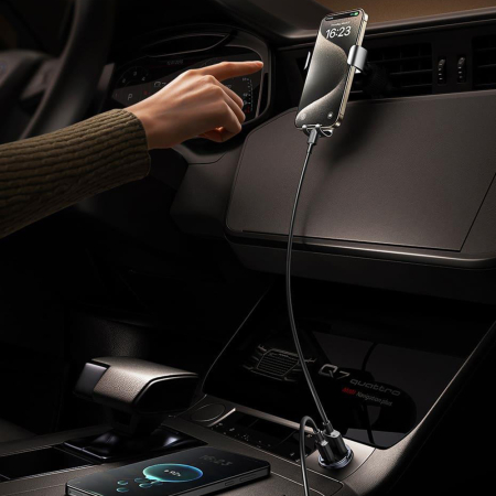 Incarcator auto Baseus - Car Charger Tiny Star Mini - 2x Type-C, 30W, with Built-in Pull Handle, 12V to 24V - Black [3]