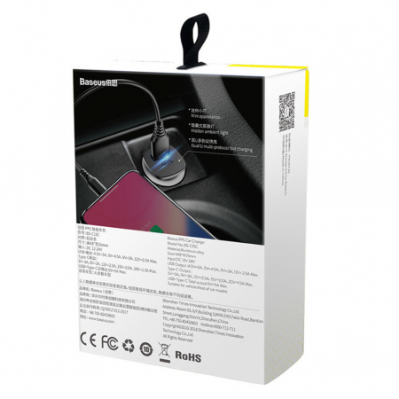 Incarcator auto Baseus Square PPS USB Quick charge 4.0 QC 4.0/USB-C PD 3.0 SCP CCALL-AS01 [3]