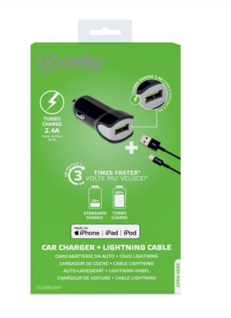Incarcatoare - Incarcator auto + cablu lightning Celly 12W