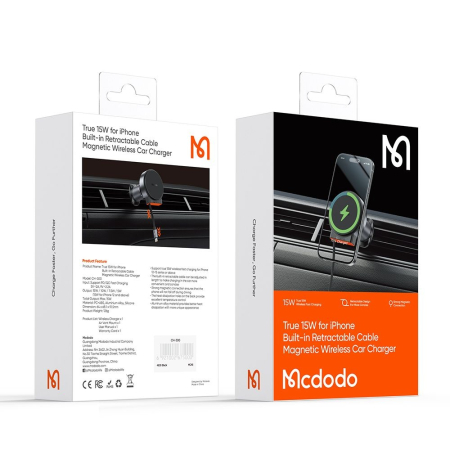Incarcator auto wireless Mcdodo CH-3000 - for Air Vent, 15W, cu cablu retractabil [5]