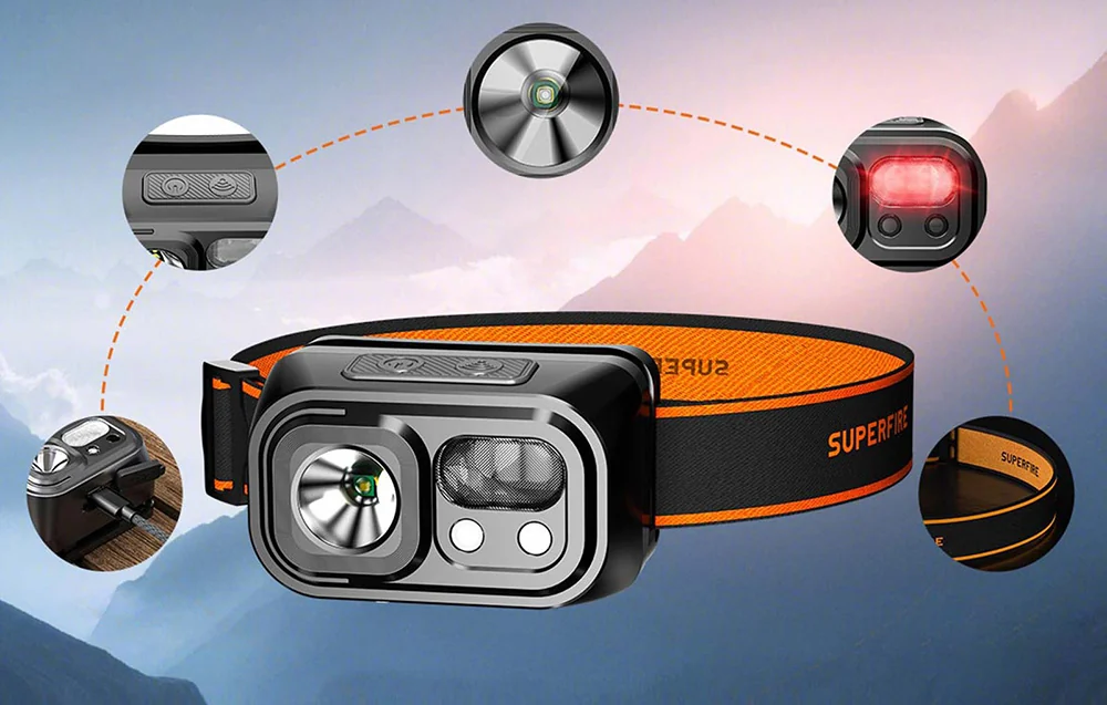 Lanternă frontală Superfire HL23 – 220 lm, USB-C, powerbank [1]