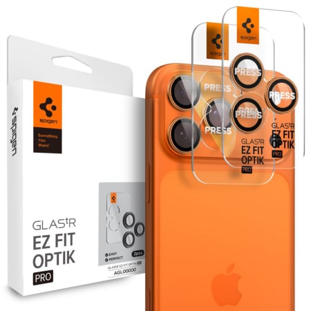 Folii - Pachet 2x Folie sticla camera Spigen Optik iPhone 14 Pro / Iphone 14 Pro Max / 15 Pro / 15 Pro Max / 16 Pro /16 Pro Max / 17 Pro /17 Pro Max  Orange