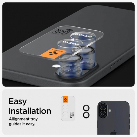 Pachet 2x Folie sticla camera Spigen Optik iPhone 16 Plus negru [5]