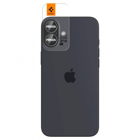 Pachet 2x Folie sticla camera Spigen Optik iPhone 16 Plus negru [1]