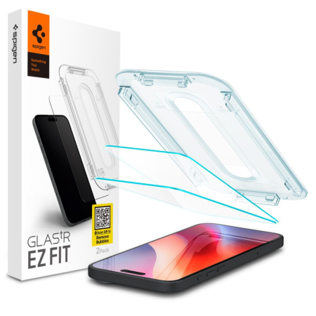 Folie Iphone 17 - Pachet x2 Folie sticla iPhone 16 Pro / iPhone 17 / iPhone 17 Pro Spigen - Glas.tR EZ-FIT transparenta