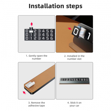 Placuta numar telefon suport bord auto cu afisaj  pentru parcare temporara Techsuit SN1 [2]