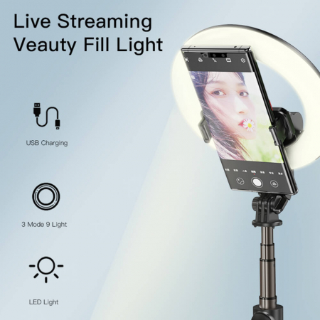 Selfiestick Yesido SF12 cu telecomanda si ring light [5]
