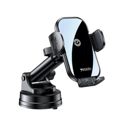 Yesido - Car Holder with Wireless Charging (C197) - Suport auto cu incarcare wireless Yesido - Car Holder with Wireless Charging (C197) - for Windshield and Dashboard, 15W - Black