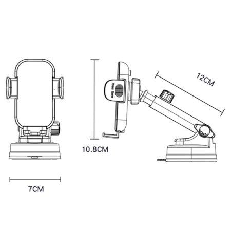 Suport auto cu incarcare wireless Yesido - Car Holder with Wireless Charging (C197) - for Windshield and Dashboard, 15W - Black [2]