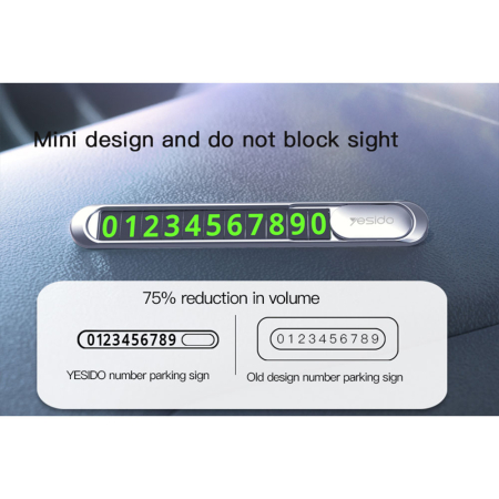 Suport de numar telefon Yesido (C88) - for Dashboard, Number Hiding, Fluorescent Digits, Weather-Resistant, 3M Adhesive - Black [2]