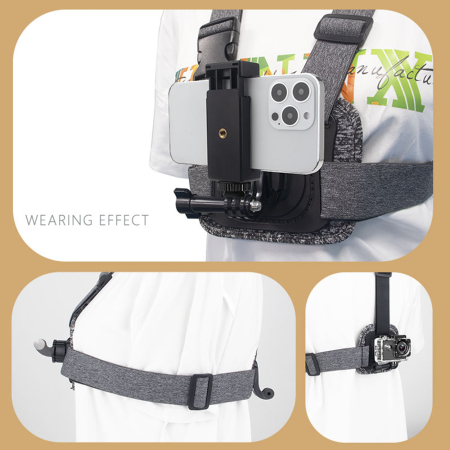 Techsuit - Camera Holder (JX-002) - for GoPro with Magnetic Base, Chest Wear - Gray [3]