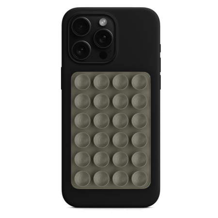 Alte accesorii - Ventuza telefon Techsuit - Phone Holder (SC-PAD) - Suction Pad for Selfies, Silicone, Adhesive Mount, Rectangular Shape - Light Grey