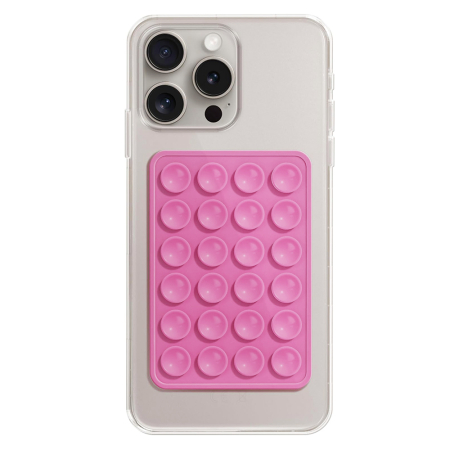 Alte accesorii - Ventuza telefon Techsuit - Phone Holder (SPP-PAD) - Suction Pad for Selfies, Silicone, Adhesive Mount, Rectangular Shape - Powder Pink