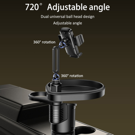 Yesido - Car Holder 4in1 (C274) - Cup Storage, Phone Mount and Sundries Storage, 720° Adjustable Angle, 4.7-7.2" - Black [1]