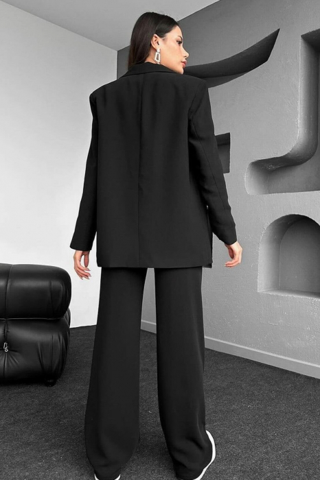 Costum Elegant, 2 piese Negru, cu dungi fine albe [10]