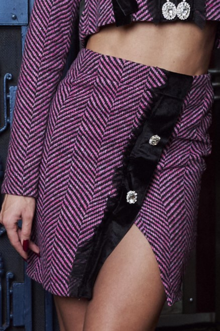 Costum cu fusta si sacou, roz, Rebecca [4]